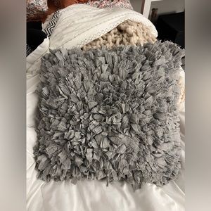 Gray shag throw pillow